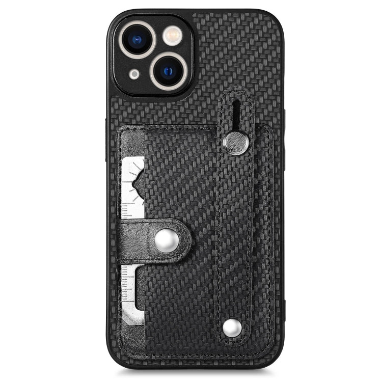 For iPhone 14 Wristband Kickstand Card Wallet Back Cover Phone Case with Tool Knife