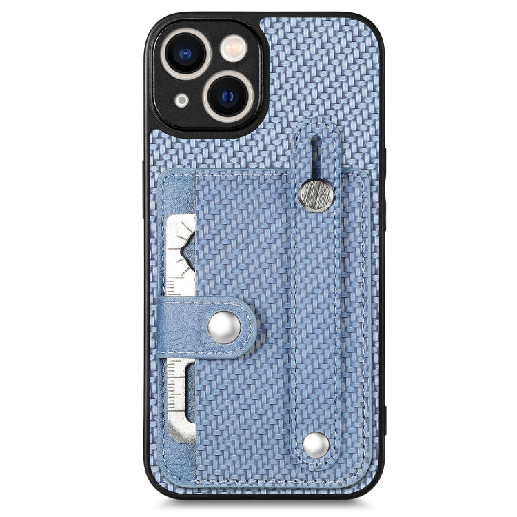 For iPhone 14 Wristband Kickstand Card Wallet Back Cover Phone Case with Tool Knife