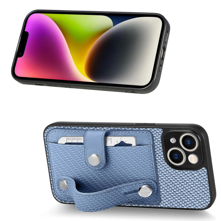 For iPhone 14 Wristband Kickstand Card Wallet Back Cover Phone Case with Tool Knife
