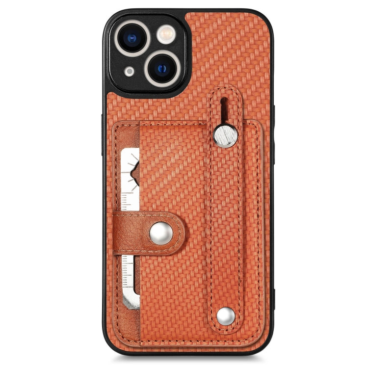 For iPhone 14 Wristband Kickstand Card Wallet Back Cover Phone Case with Tool Knife