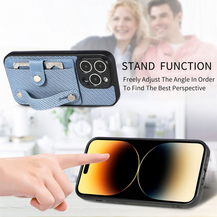 For iPhone 14 Pro Wristband Kickstand Card Wallet Back Cover Phone Case with Tool Knife