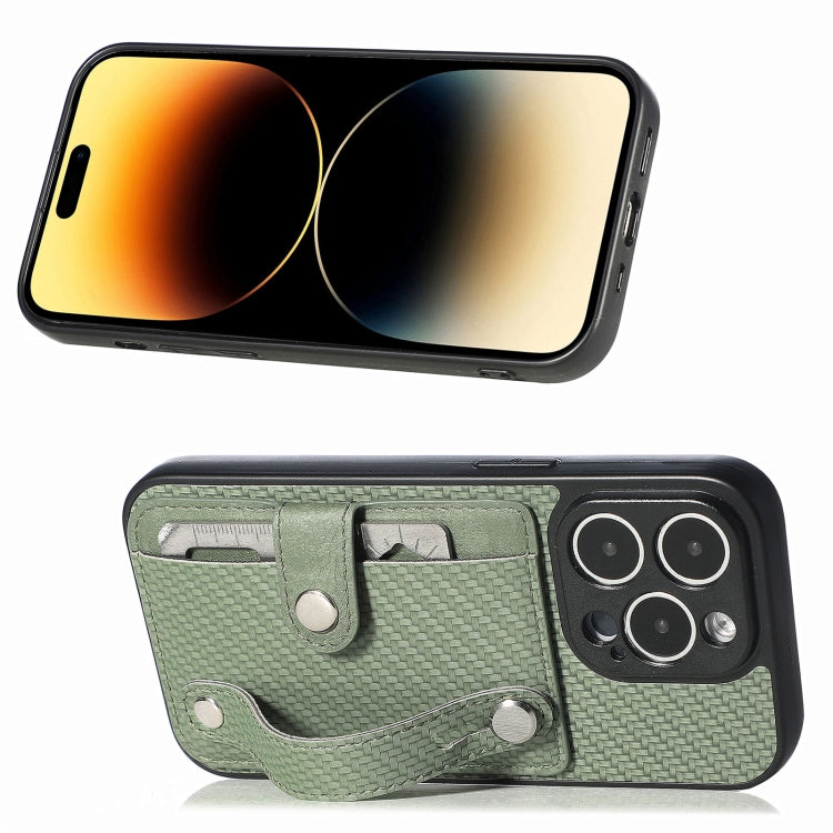 For iPhone 14 Pro Wristband Kickstand Card Wallet Back Cover Phone Case with Tool Knife