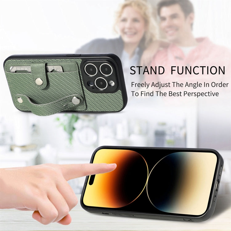 For iPhone 14 Pro Wristband Kickstand Card Wallet Back Cover Phone Case with Tool Knife