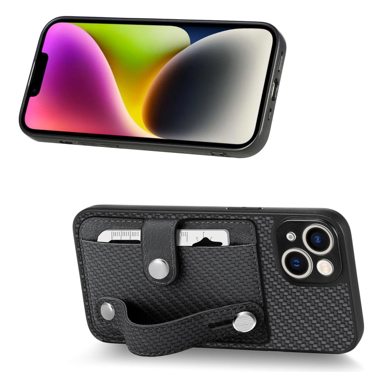 For iPhone 14 Plus Wristband Kickstand Card Wallet Back Cover Phone Case with Tool Knife