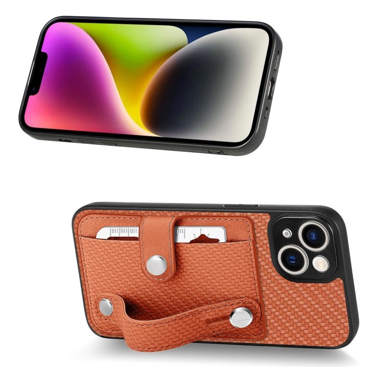 For iPhone 14 Plus Wristband Kickstand Card Wallet Back Cover Phone Case with Tool Knife