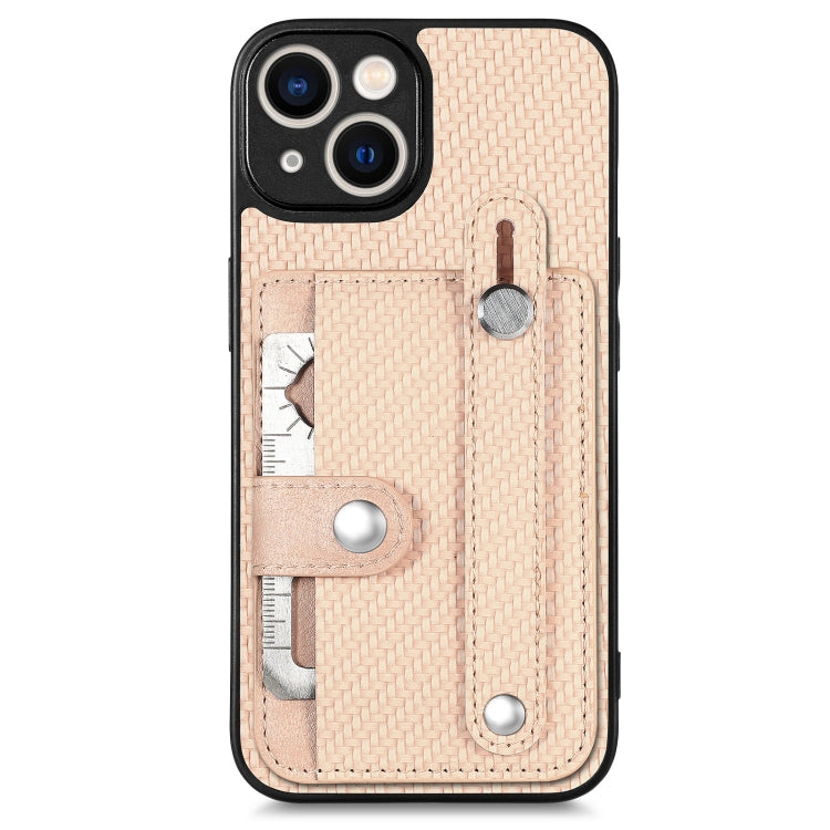 For iPhone 14 Plus Wristband Kickstand Card Wallet Back Cover Phone Case with Tool Knife