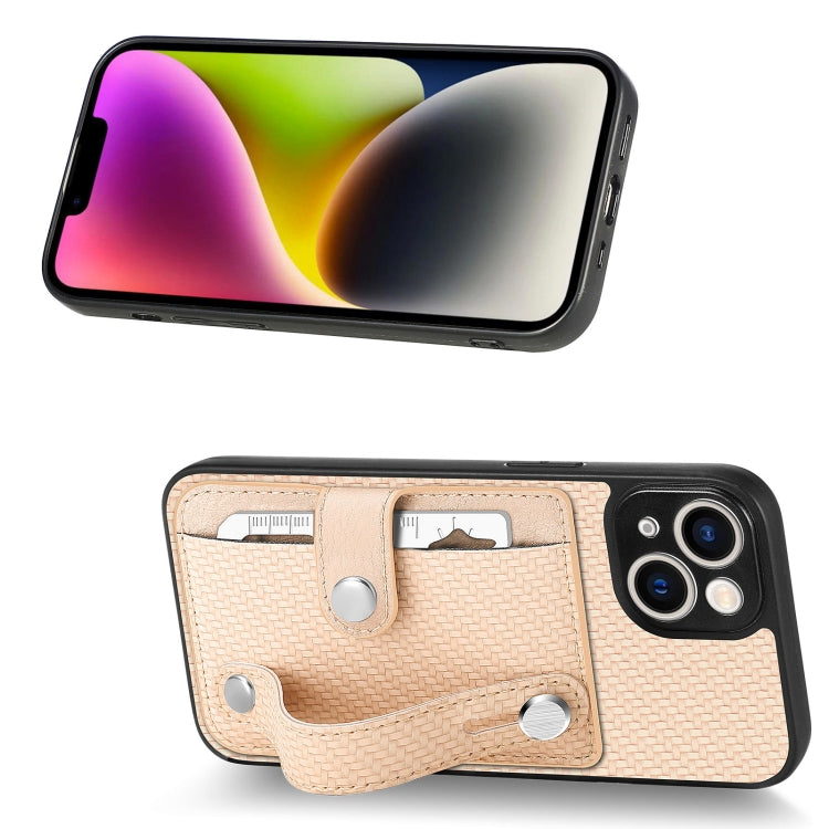 For iPhone 14 Plus Wristband Kickstand Card Wallet Back Cover Phone Case with Tool Knife