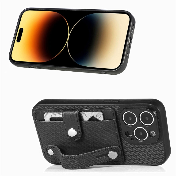 For iPhone 14 Pro Max Wristband Kickstand Card Wallet Back Cover Phone Case with Tool Knife