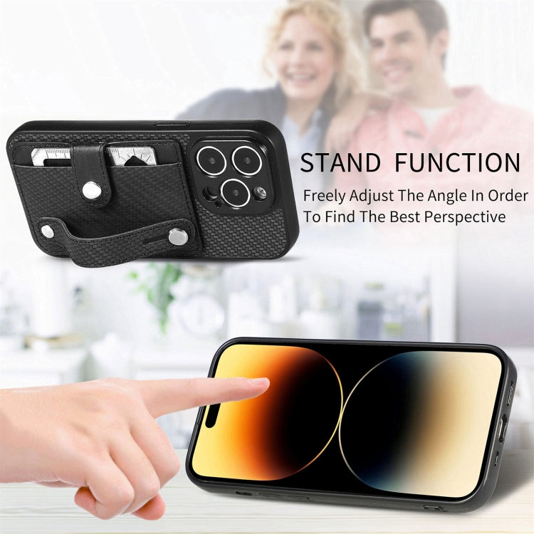 For iPhone 14 Pro Max Wristband Kickstand Card Wallet Back Cover Phone Case with Tool Knife