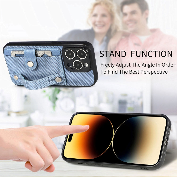 For iPhone 14 Pro Max Wristband Kickstand Card Wallet Back Cover Phone Case with Tool Knife