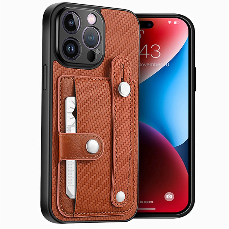 For iPhone 14 Pro Max Wristband Kickstand Card Wallet Back Cover Phone Case with Tool Knife
