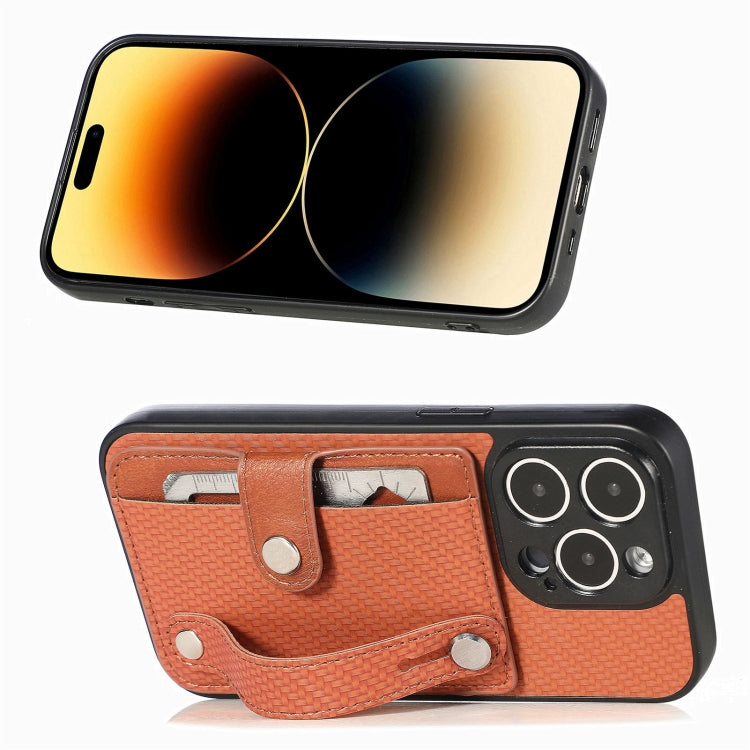 For iPhone 14 Pro Max Wristband Kickstand Card Wallet Back Cover Phone Case with Tool Knife