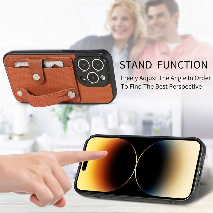 For iPhone 14 Pro Max Wristband Kickstand Card Wallet Back Cover Phone Case with Tool Knife
