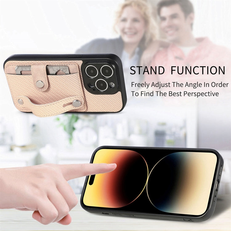 For iPhone 14 Pro Max Wristband Kickstand Card Wallet Back Cover Phone Case with Tool Knife