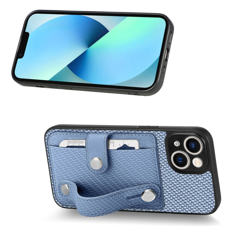For iPhone 13 Wristband Kickstand Card Wallet Back Cover Phone Case with Tool Knife