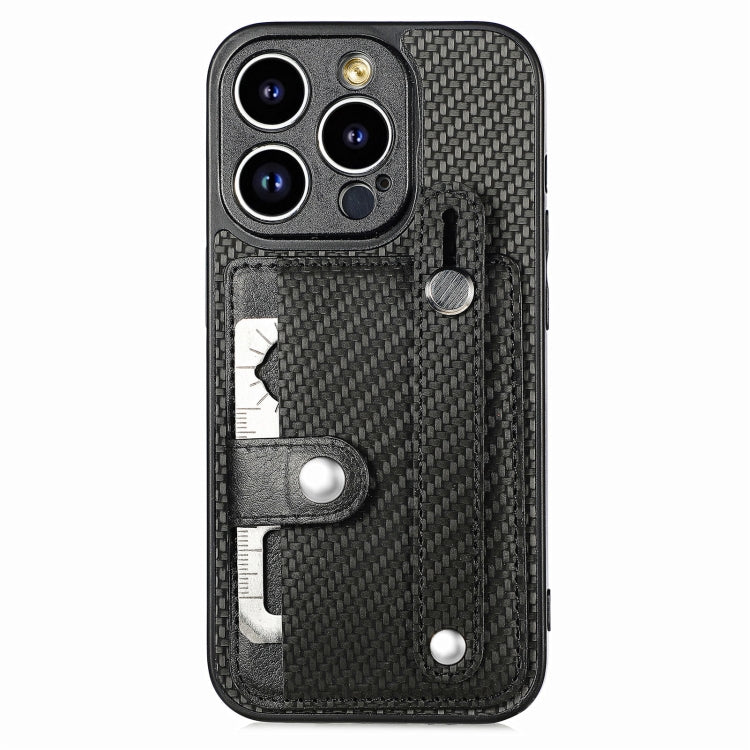 For iPhone 13 Pro Wristband Kickstand Card Wallet Back Cover Phone Case with Tool Knife