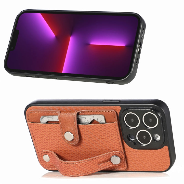 For iPhone 13 Pro Wristband Kickstand Card Wallet Back Cover Phone Case with Tool Knife