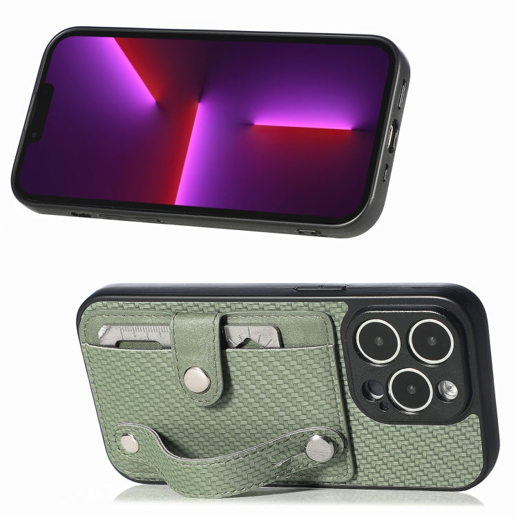 For iPhone 13 Pro Wristband Kickstand Card Wallet Back Cover Phone Case with Tool Knife