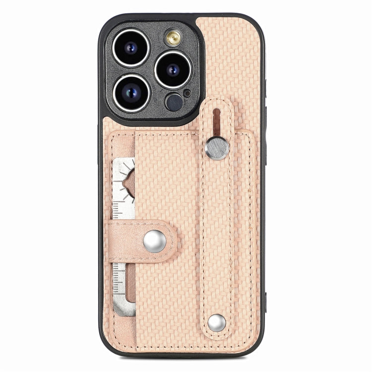 For iPhone 13 Pro Wristband Kickstand Card Wallet Back Cover Phone Case with Tool Knife