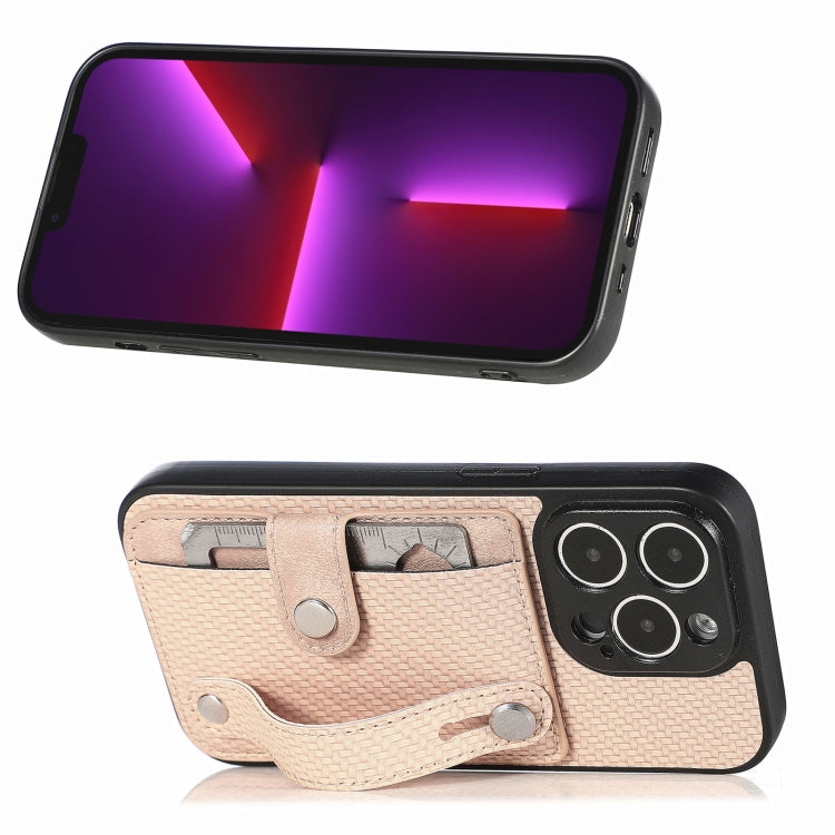 For iPhone 13 Pro Wristband Kickstand Card Wallet Back Cover Phone Case with Tool Knife