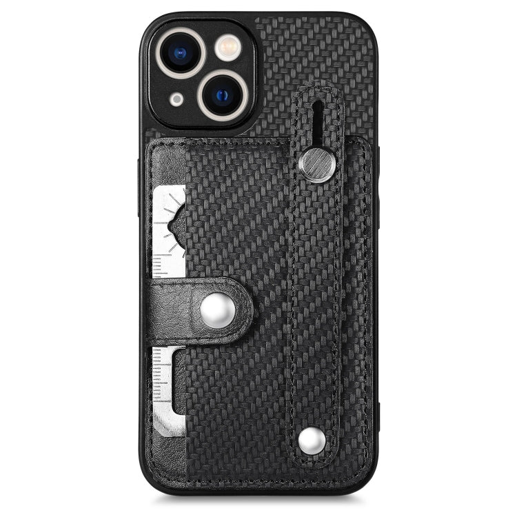 For iPhone 13 mini Wristband Kickstand Card Wallet Back Cover Phone Case with Tool Knife