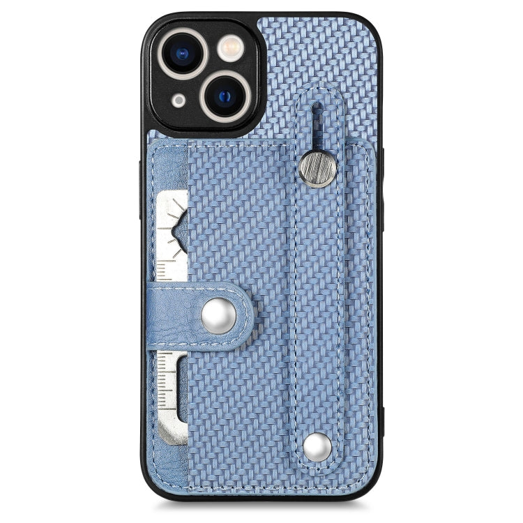 For iPhone 13 mini Wristband Kickstand Card Wallet Back Cover Phone Case with Tool Knife