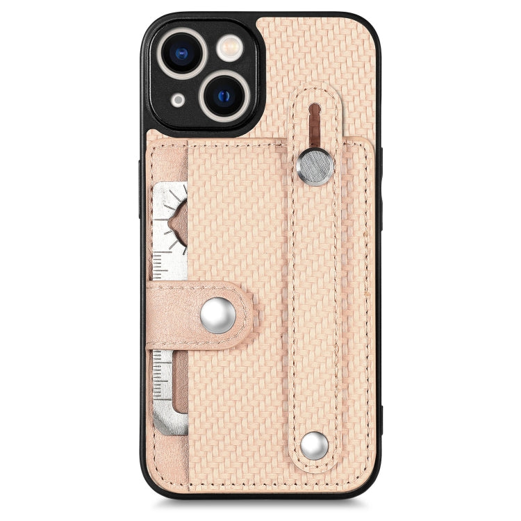 For iPhone 13 mini Wristband Kickstand Card Wallet Back Cover Phone Case with Tool Knife