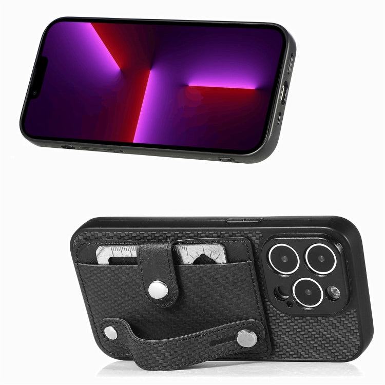 For iPhone 13 Pro Max Wristband Kickstand Card Wallet Back Cover Phone Case with Tool Knife