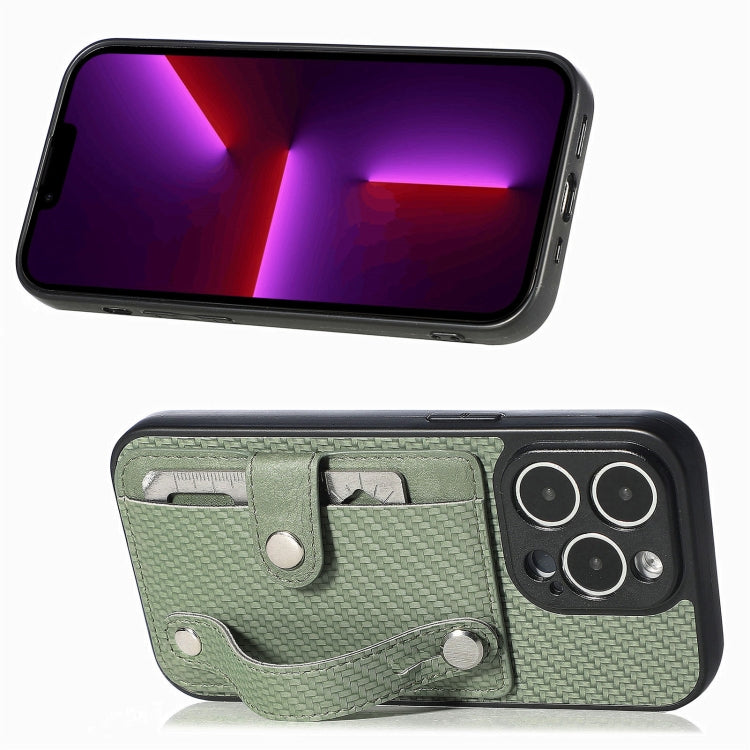 For iPhone 13 Pro Max Wristband Kickstand Card Wallet Back Cover Phone Case with Tool Knife