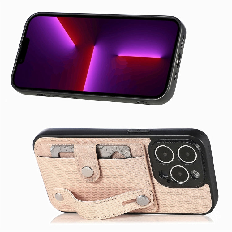 For iPhone 13 Pro Max Wristband Kickstand Card Wallet Back Cover Phone Case with Tool Knife