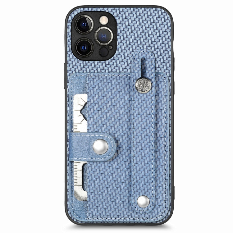 For iPhone 12 Pro Wristband Kickstand Card Wallet Back Cover Phone Case with Tool Knife