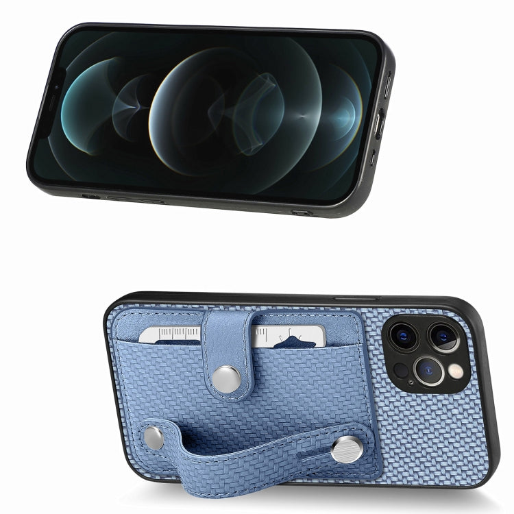 For iPhone 12 Pro Wristband Kickstand Card Wallet Back Cover Phone Case with Tool Knife