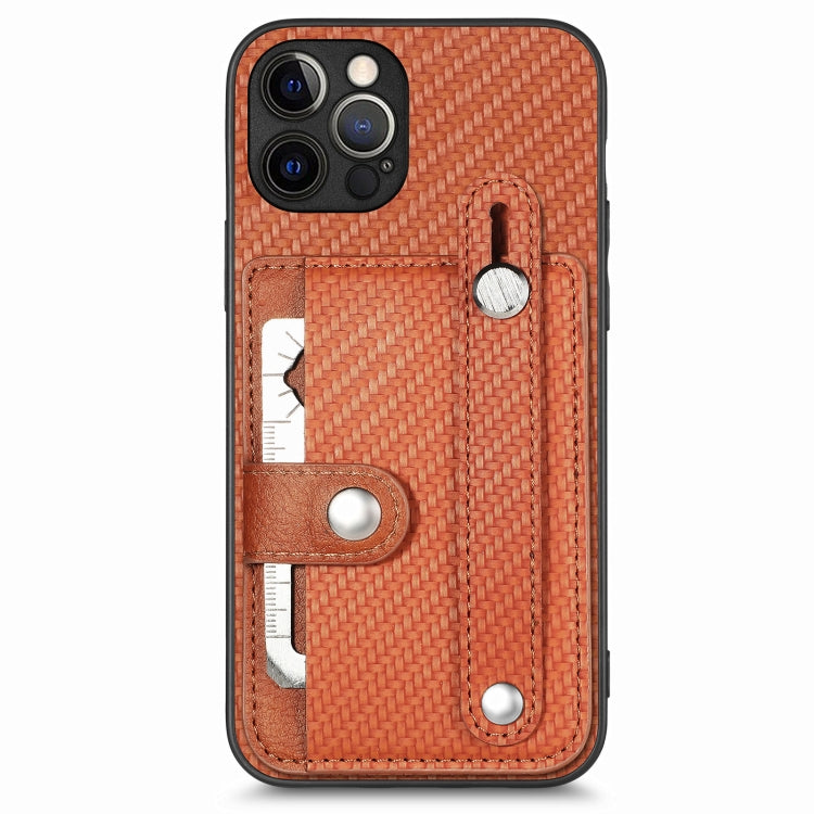 For iPhone 12 Pro Wristband Kickstand Card Wallet Back Cover Phone Case with Tool Knife
