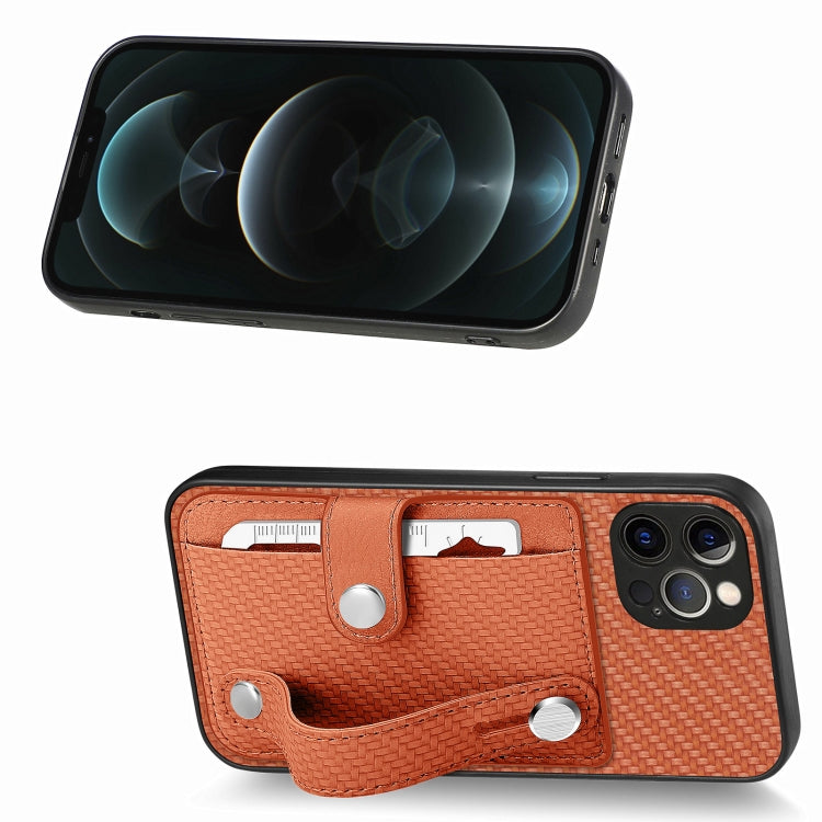 For iPhone 12 Pro Wristband Kickstand Card Wallet Back Cover Phone Case with Tool Knife