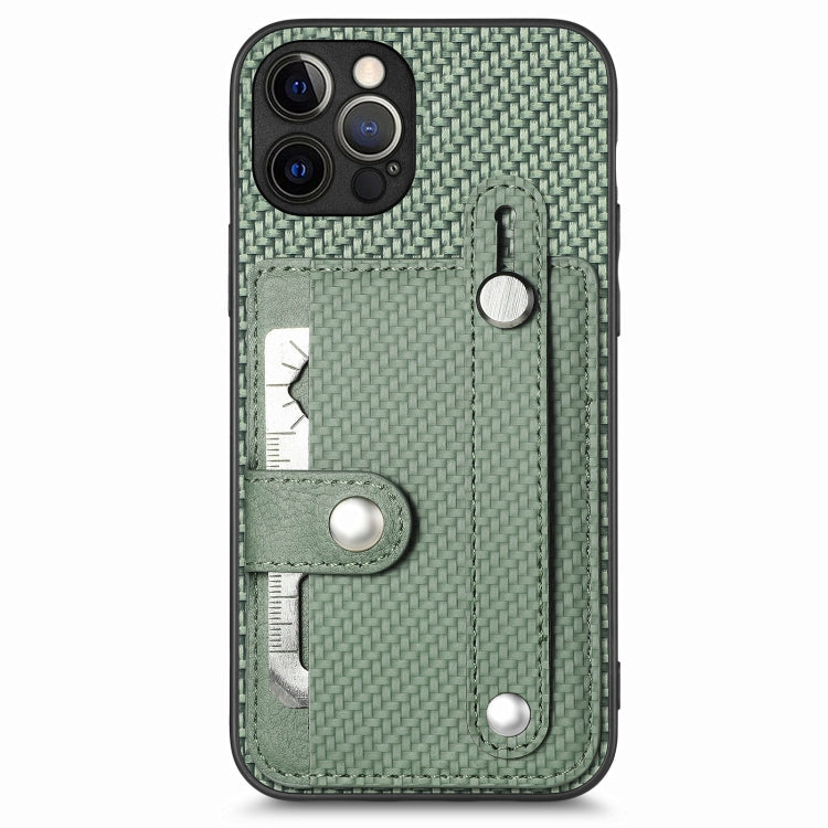 For iPhone 12 Pro Wristband Kickstand Card Wallet Back Cover Phone Case with Tool Knife