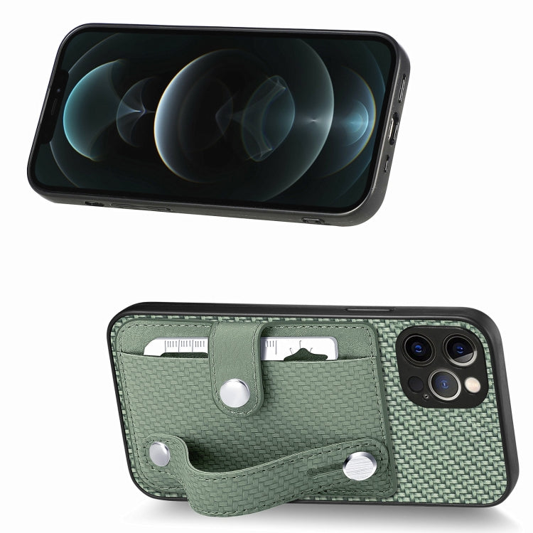 For iPhone 12 Pro Wristband Kickstand Card Wallet Back Cover Phone Case with Tool Knife