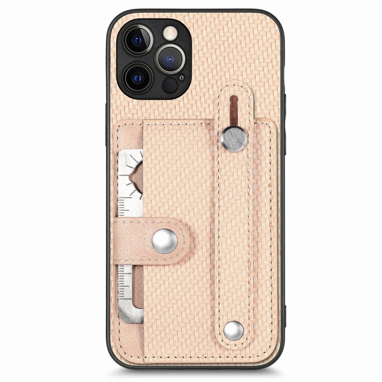 For iPhone 12 Pro Wristband Kickstand Card Wallet Back Cover Phone Case with Tool Knife