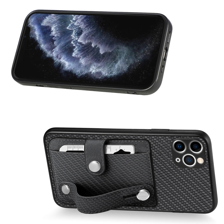 For iPhone 11 Pro Wristband Kickstand Card Wallet Back Cover Phone Case with Tool Knife