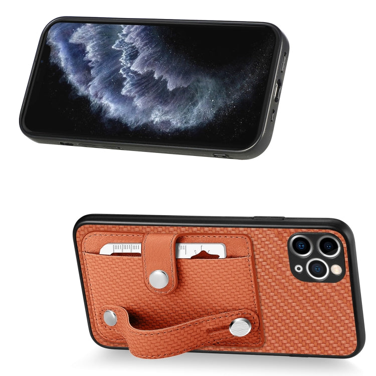 For iPhone 11 Pro Wristband Kickstand Card Wallet Back Cover Phone Case with Tool Knife