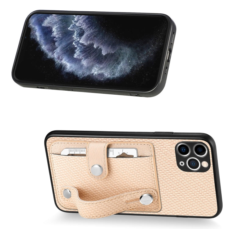 For iPhone 11 Pro Wristband Kickstand Card Wallet Back Cover Phone Case with Tool Knife
