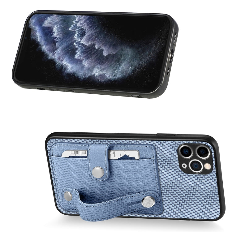 For iPhone 11 Pro Max Wristband Kickstand Card Wallet Back Cover Phone Case with Tool Knife