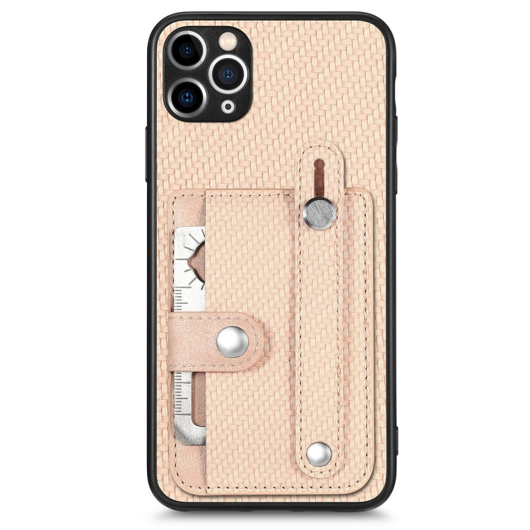 For iPhone 11 Pro Max Wristband Kickstand Card Wallet Back Cover Phone Case with Tool Knife