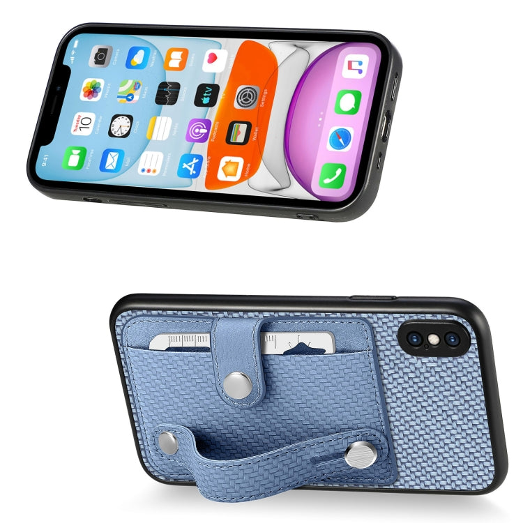 For iPhone XS Max Wristband Kickstand Card Wallet Back Cover Phone Case with Tool Knife