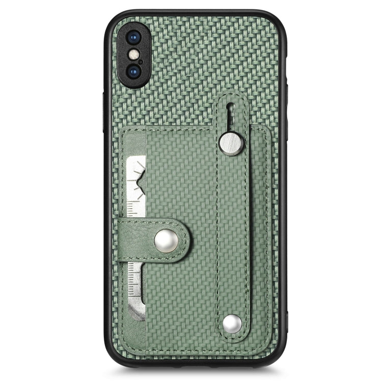 For iPhone XS Max Wristband Kickstand Card Wallet Back Cover Phone Case with Tool Knife