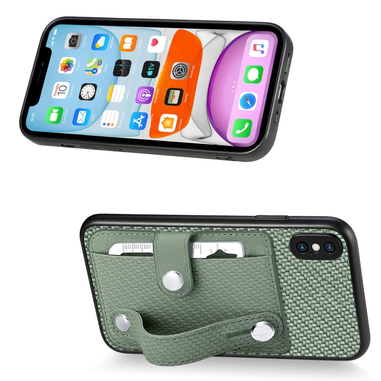 For iPhone XS Max Wristband Kickstand Card Wallet Back Cover Phone Case with Tool Knife