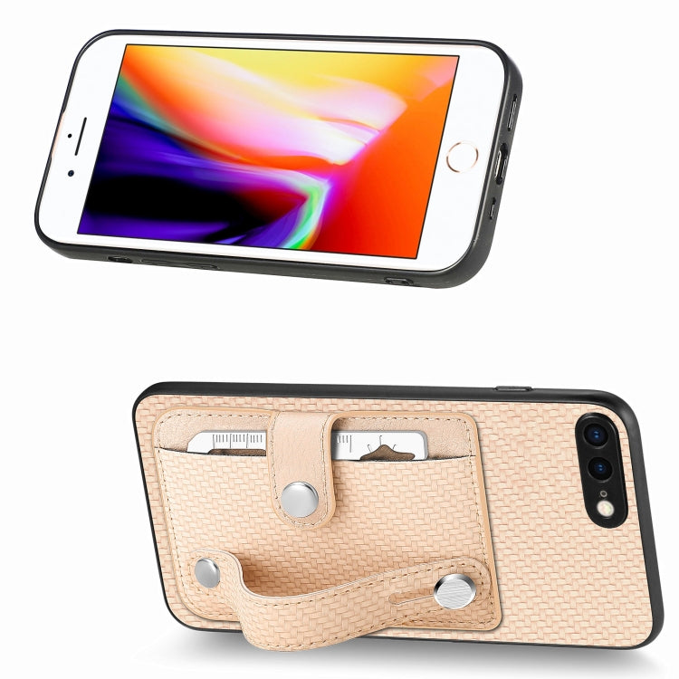 For iPhone SE 2022 / 2020 / 7 / 8 Wristband Kickstand Card Wallet Back Cover Phone Case with Tool Knife
