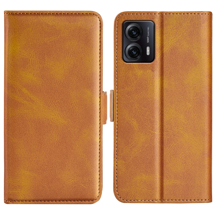 For Motorola Moto G53 Dual-side Magnetic Buckle Horizontal Flip Leather Phone Case