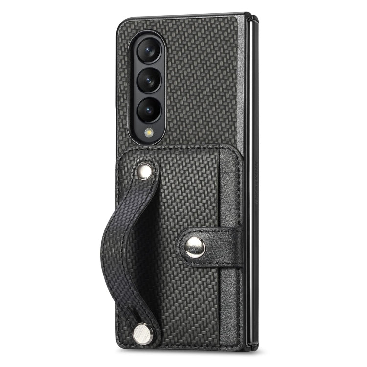For Samsung Galaxy Z Fold3 Wristband Kickstand Card Wallet Back Cover Phone Case