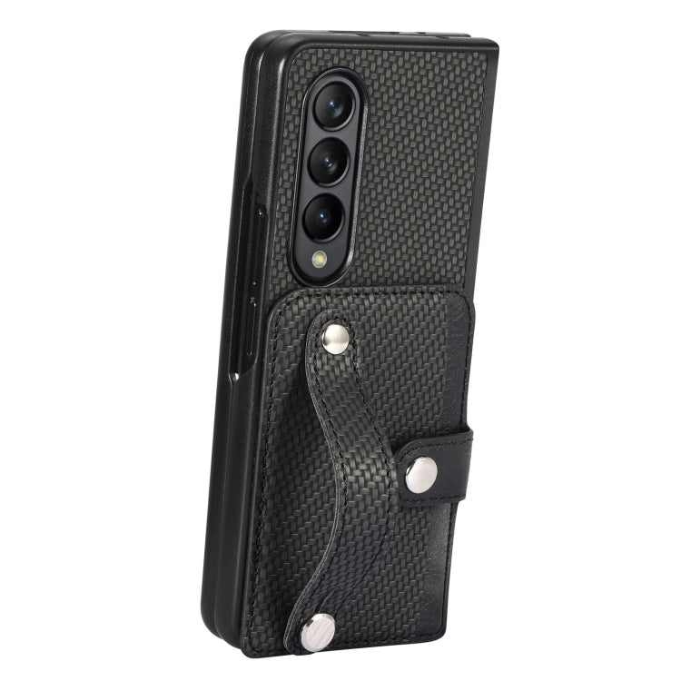 For Samsung Galaxy Z Fold3 Wristband Kickstand Card Wallet Back Cover Phone Case