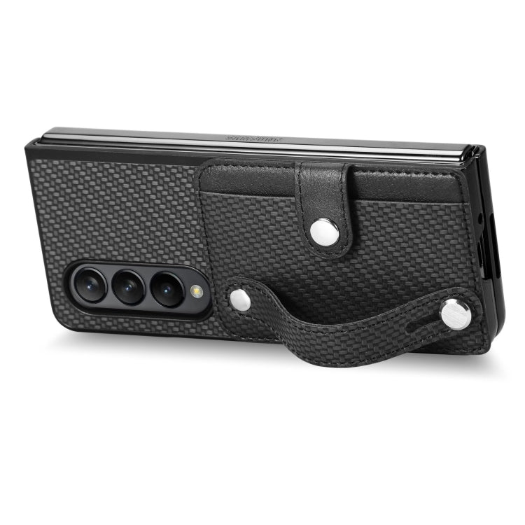 For Samsung Galaxy Z Fold3 Wristband Kickstand Card Wallet Back Cover Phone Case